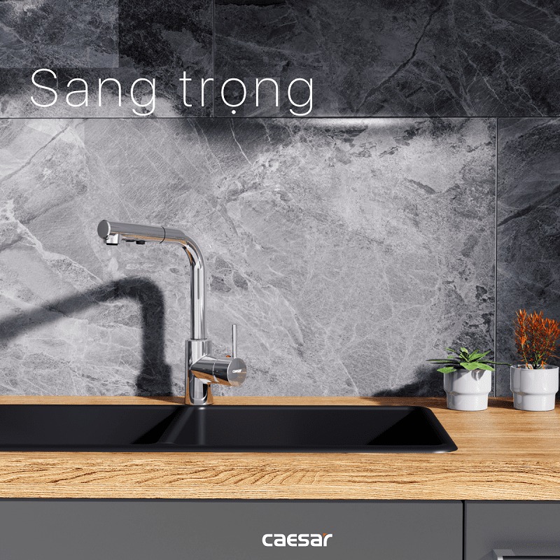 Vòi Rửa Chén Caesar K915C Rút Dây Nóng Lạnh