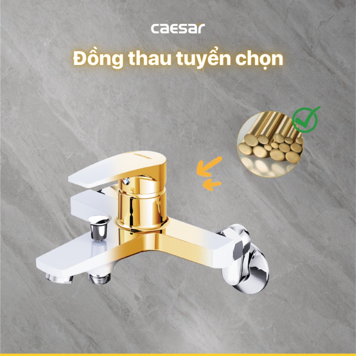Vòi Sen Nóng Lạnh CAESAR S393CW Màu Trắng Tay Sen Massage