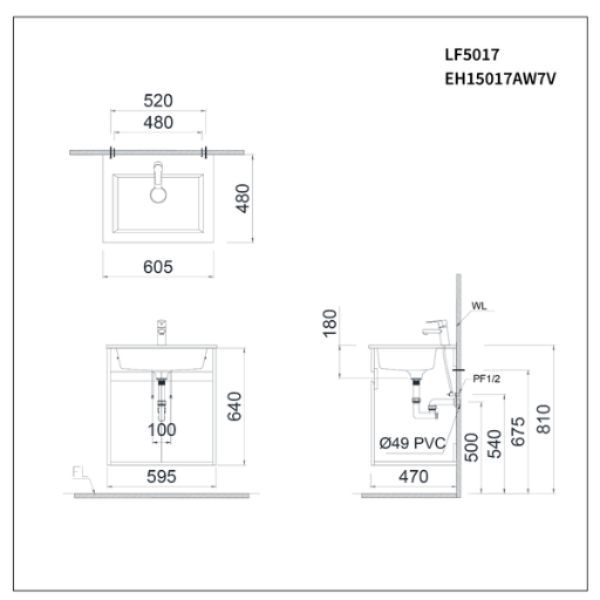Bộ Tủ Lavabo Caesar LF5017/EH05017APV