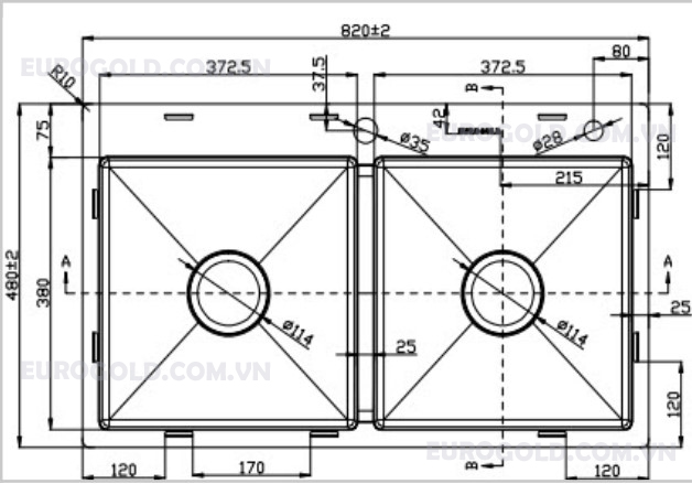 Chậu rửa bát Eurogold  EUS18248