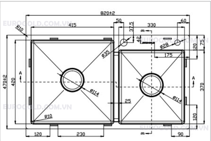 Chậu rửa bát Eurogold  EUS38247
