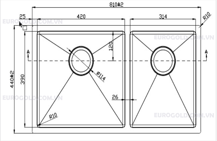 Chậu rửa bát Eurogold EUS68144