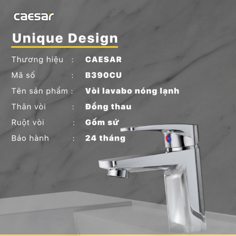 Vòi rửa lavabo Caesar B390CU nóng lạnh