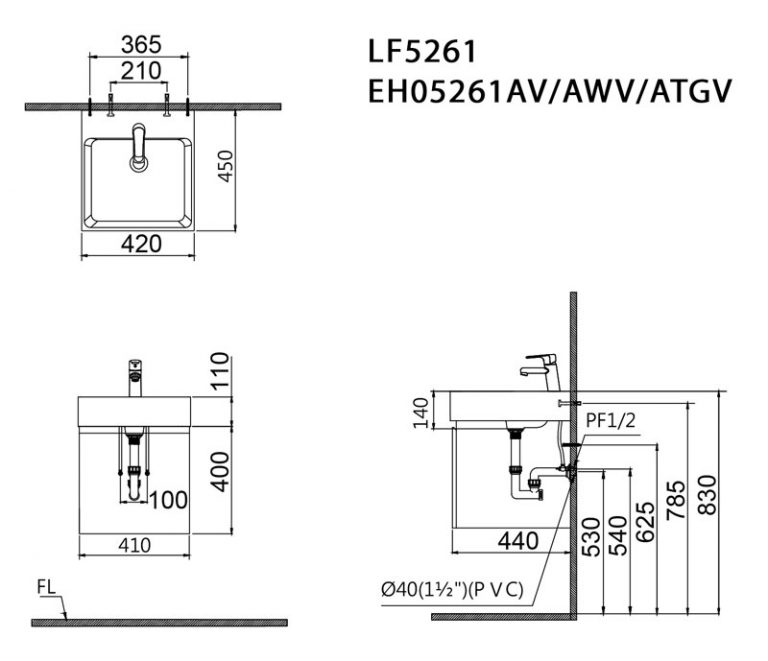 Bộ tủ chậu cabinet treo màu trắng Caesar LF5261+EH05261AV