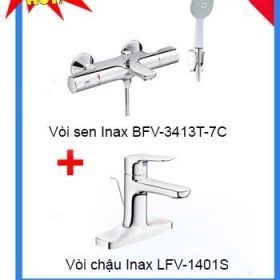 Combo vòi chậu Inax LFV -1401S + Sen tắm Inax BFV-3413T-7C