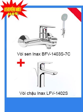 Combo vòi chậu Inax LFV -1402S + Sen tắm Inax BFV-1403S-7C