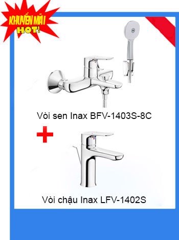 Combo vòi chậu Inax LFV -1402S + Sen tắm Inax BFV-1403S-8C