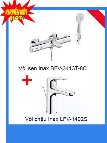 Combo vòi chậu Inax LFV – 1402S + Sen tắm Inax BFV-3413T-8C