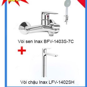 Combo vòi chậu Inax LFV -1402SH + Sen tắm Inax BFV-1403S-7C