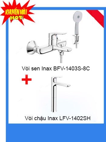Combo vòi chậu Inax LFV -1402SH + Sen tắm Inax BFV-1403S-8C
