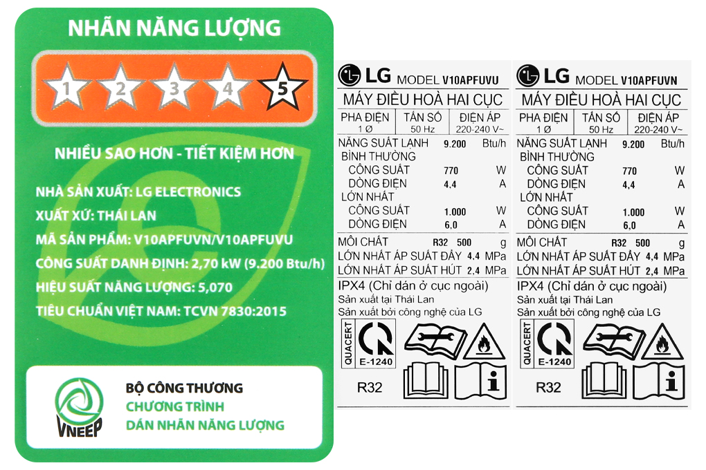Điều hòa LG DUALCOOL™Inverter 1 chiều 9.000 BTU (1HP)|V10APFUV