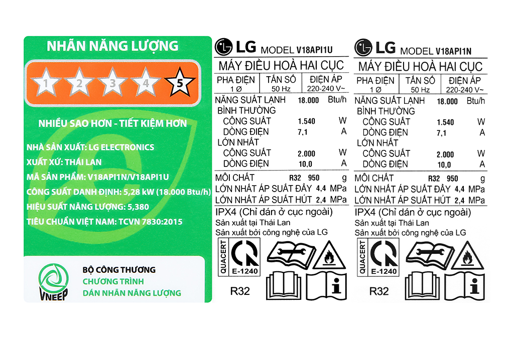 Điều hòa LG DUALCOOL™Inverter 1 chiều 18.000 BTU (2HP)|V18API1