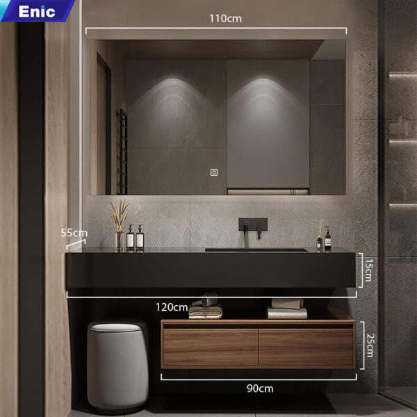 Bộ tủ gương lavabo phòng tắm size lớn cao cấp Enic LT 1m2 – 1m6