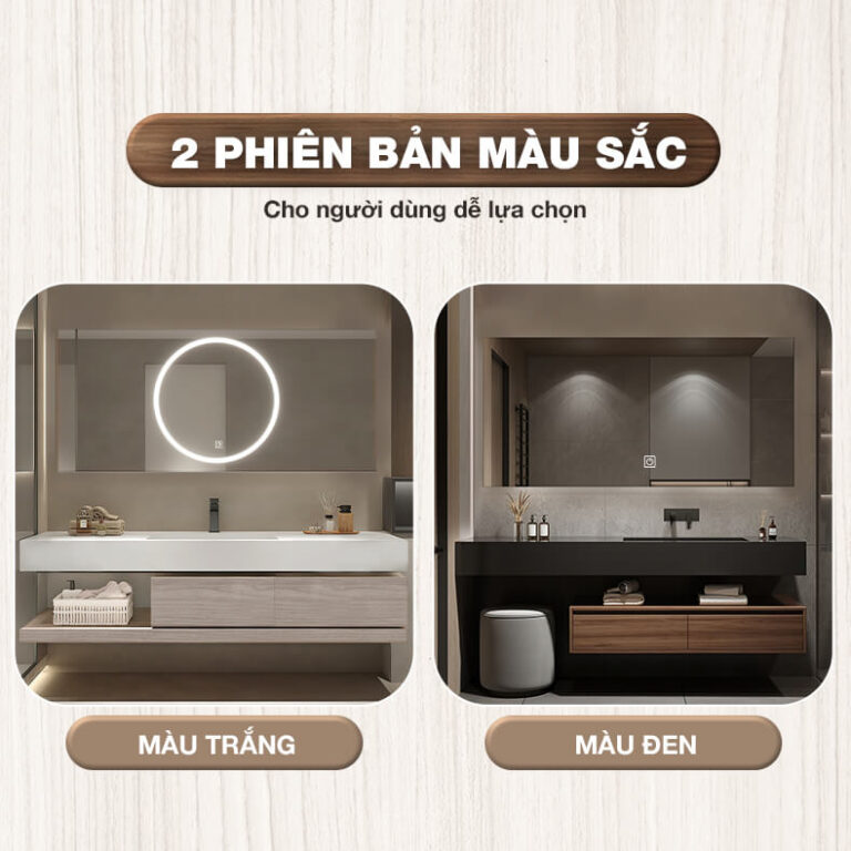 Bộ tủ gương lavabo phòng tắm size lớn cao cấp Enic LT 1m2 – 1m6