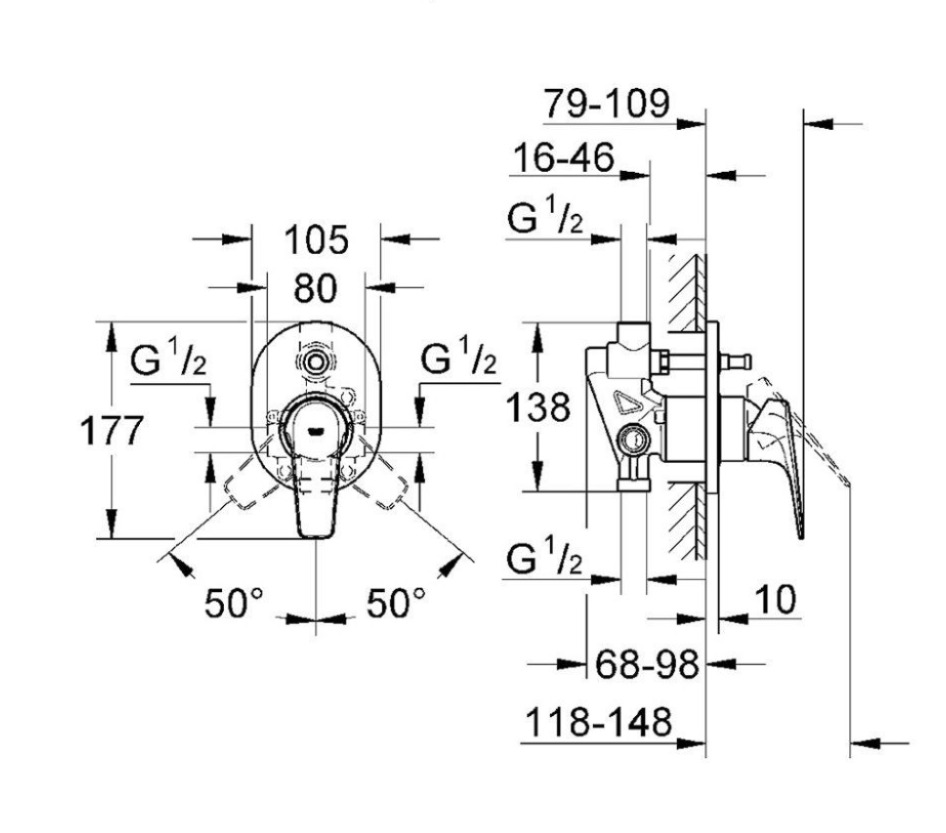 Bộ trộn nóng lạnh âm tường GROHE 29045000