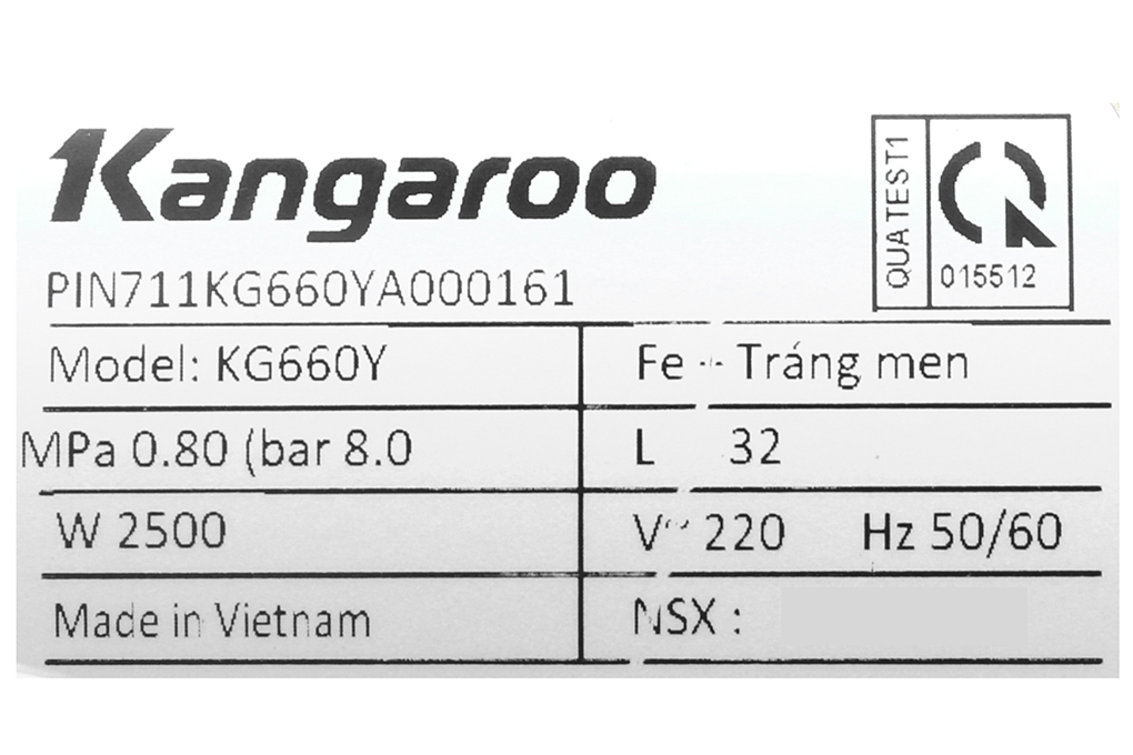 Bình nước nóng dung tích 32L Kangaroo KG660Y