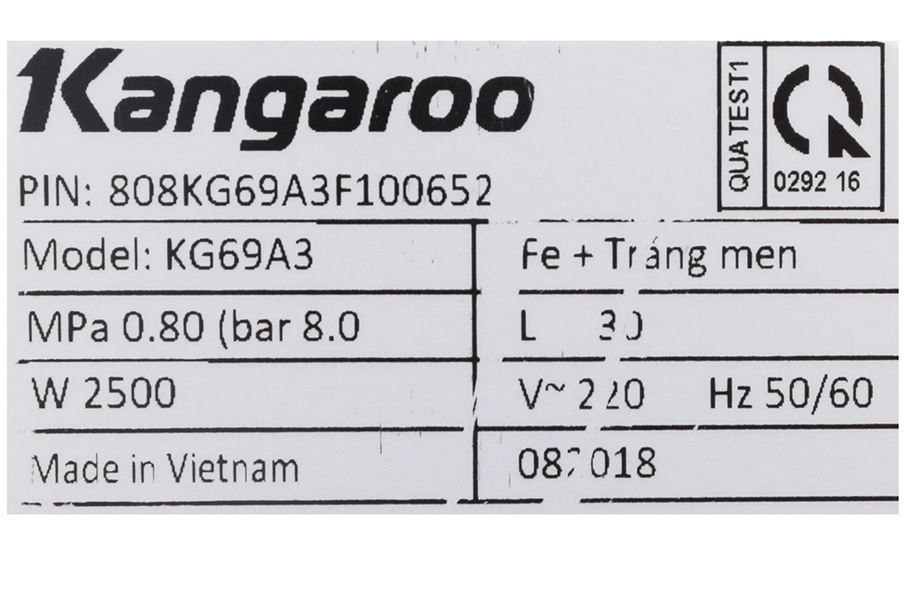 Bình nước nóng công nghệ kháng khuẩn Kangaroo KG69A3