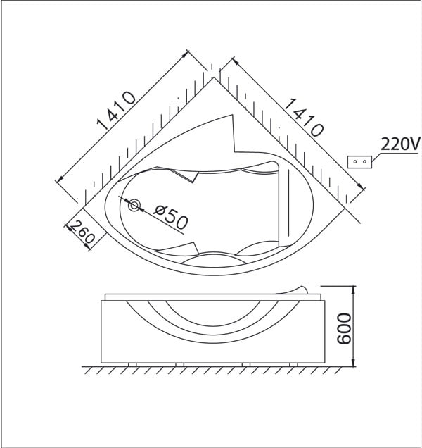 Bồn tắm góc xây Massage Caesar MT5140A