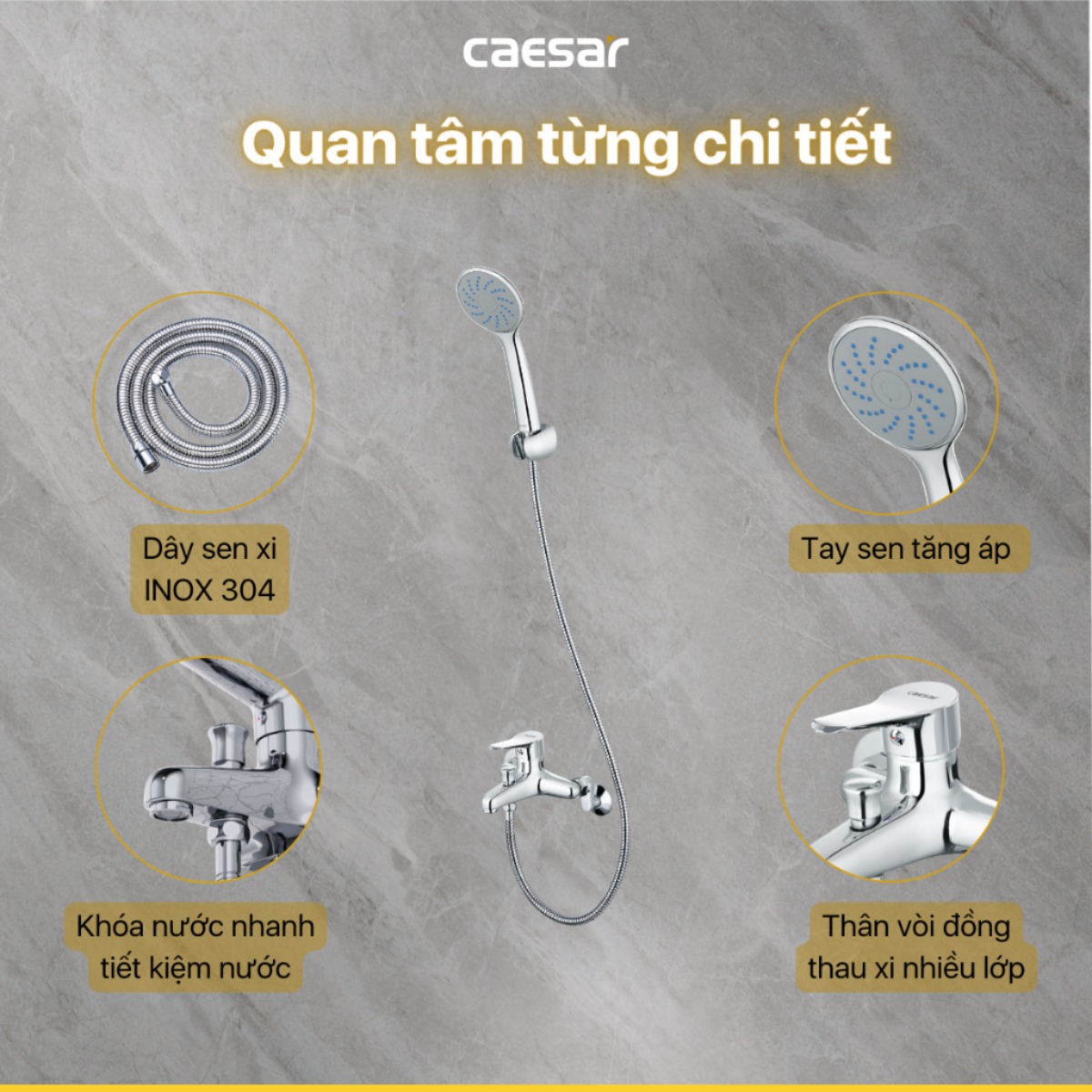 VÒI SEN NÓNG LẠNH CAESAR S333C TAY 1 CHẾ ĐỘ