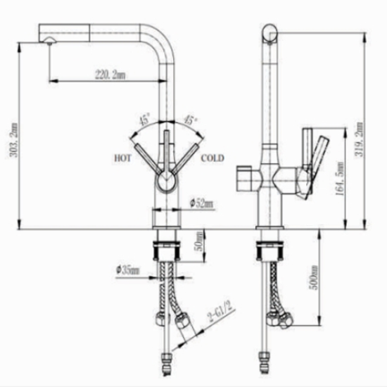 Vòi rửa bát Geler GL-282 nóng lạnh