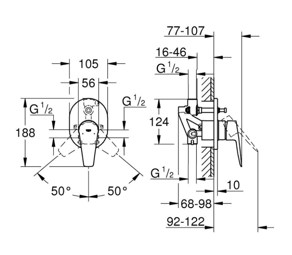 Bộ trộn nóng lạnh âm tường GROHE 29039001