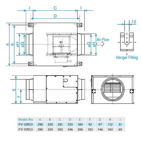 Quạt hút cabinet Panasonic FV-12NS3