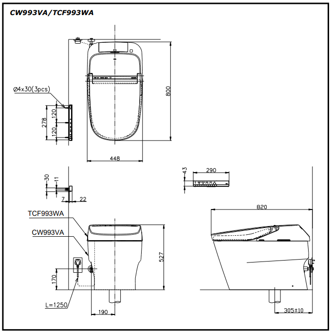 Bàn cầu điện tử NEOREST XH II  CW993VANW1_TCF993WANW1_T53P100VR