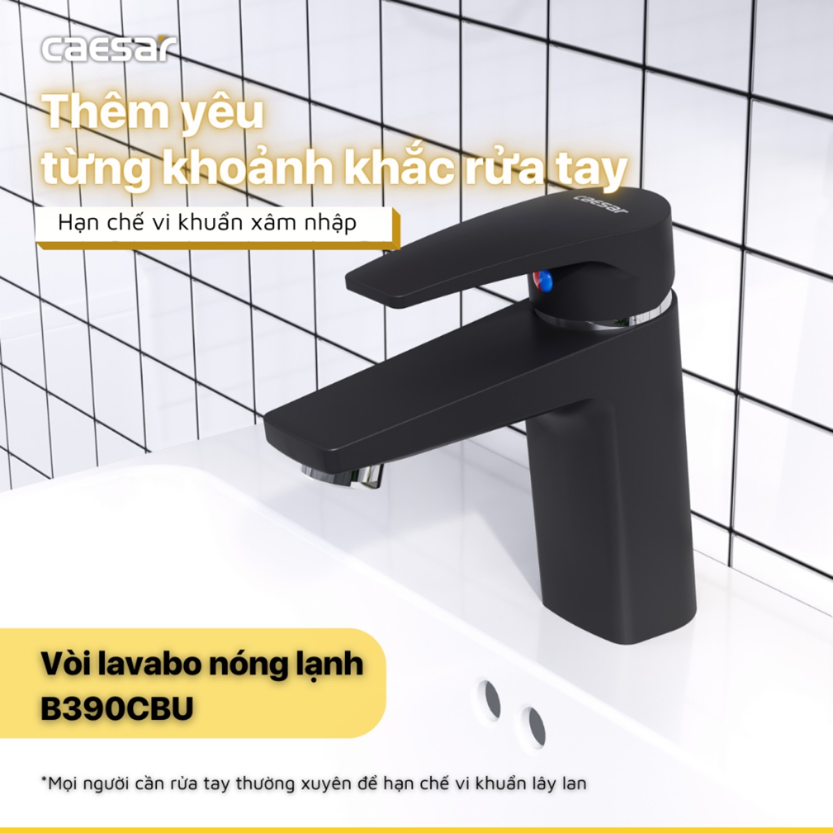 Vòi Lavabo Caesar B390CBU Nóng Lạnh