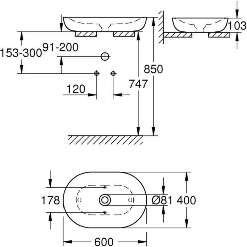 Chậu Lavabo dương bàn Grohe Essence 3960800H