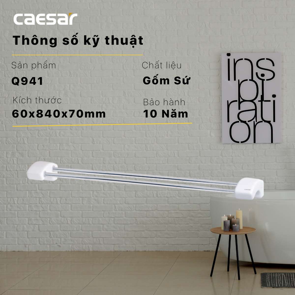 Giá treo khăn tắm đôi Caesar Q941