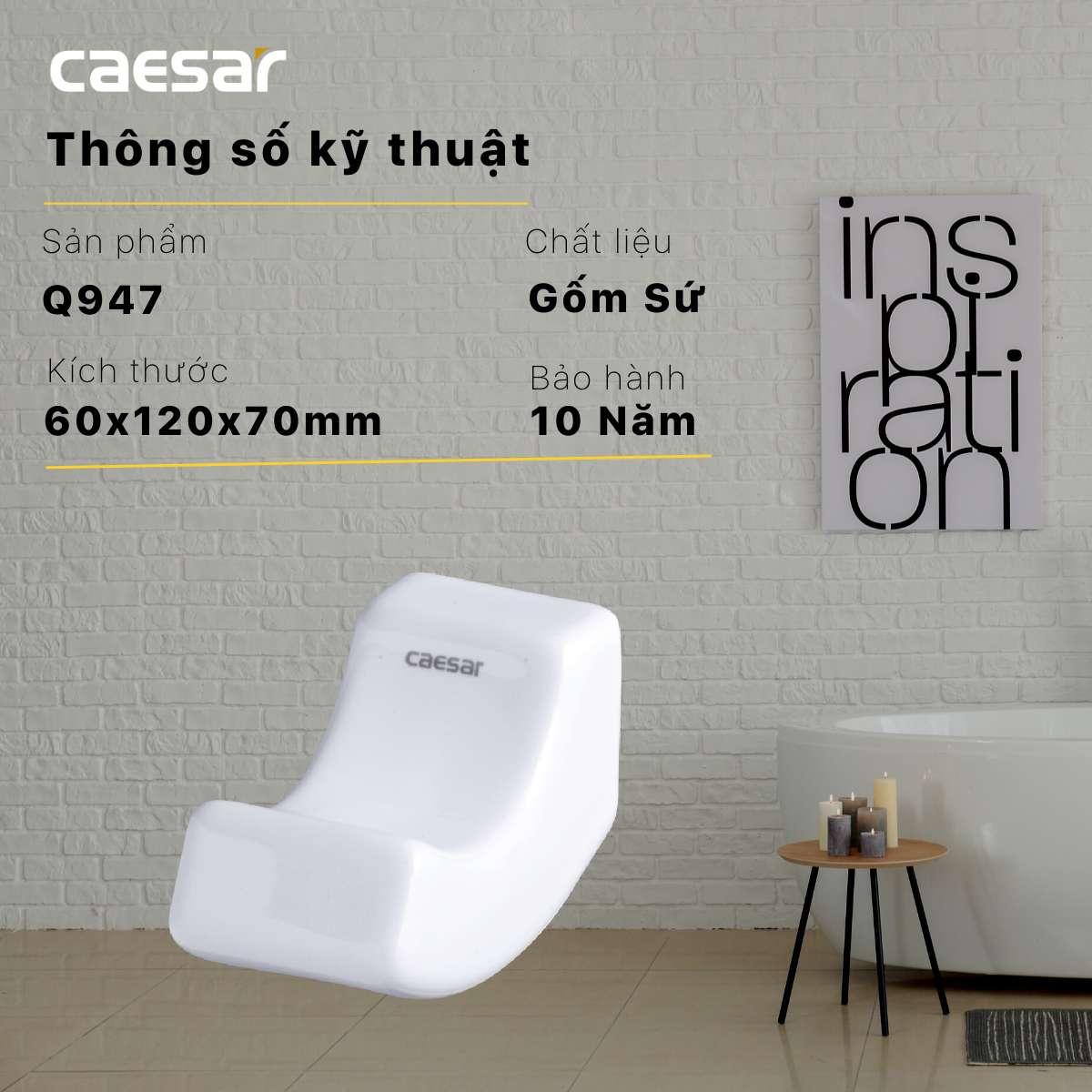 Móc áo bằng sứ Caesar Q947