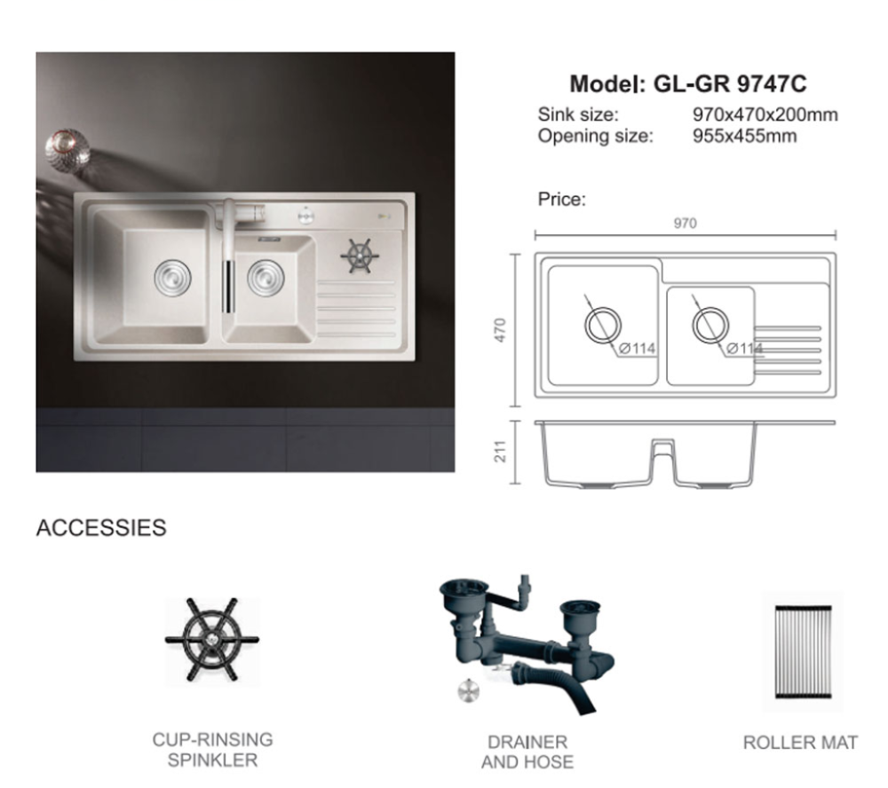 Chậu rửa bát Geler GL-GR9747C