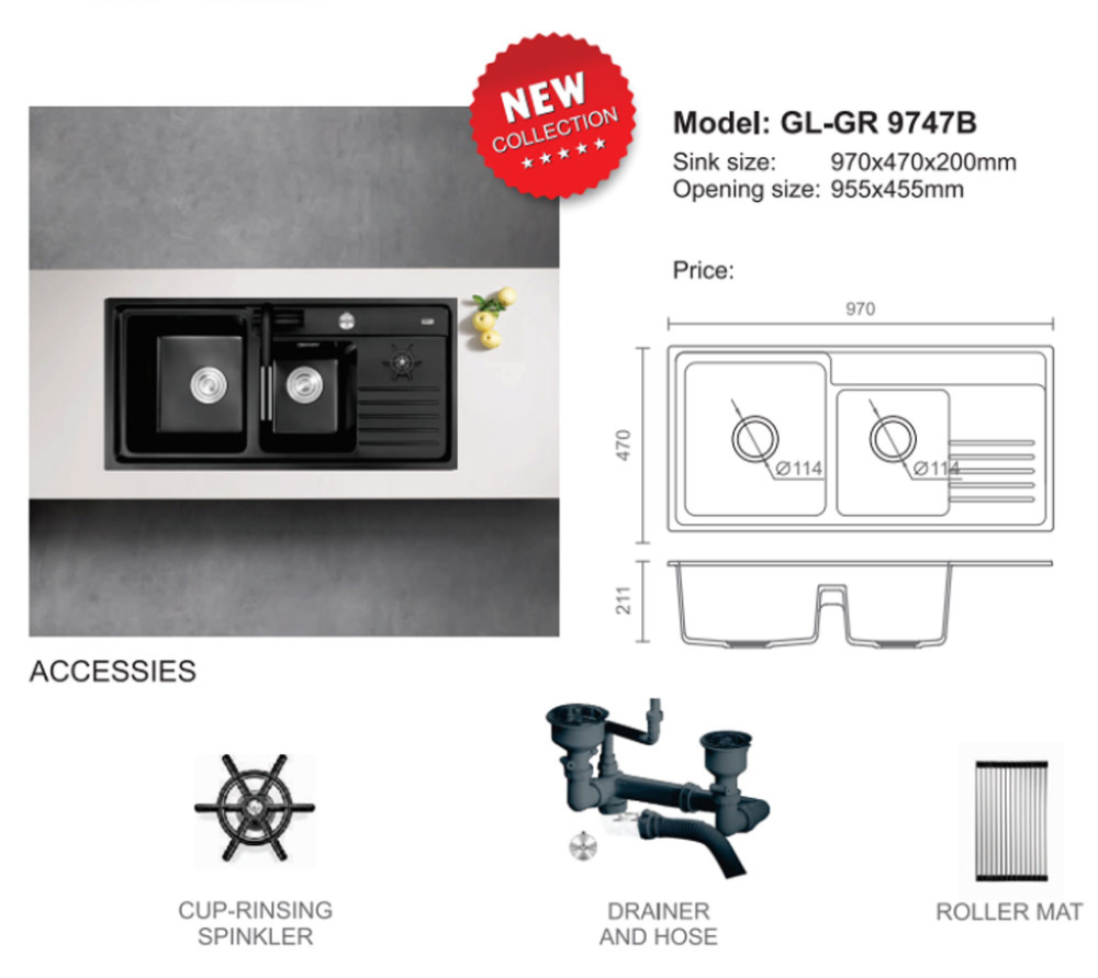 Chậu rửa bát Geler GL-GR9747B