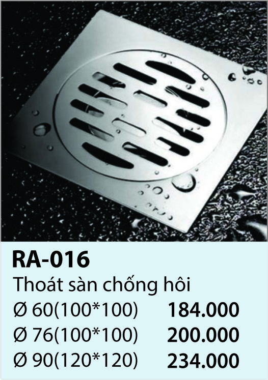 Thoát sàn chống hôi RA-016 (Ø60 / Ø76 / Ø90)