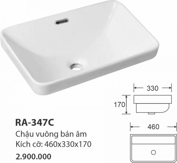 Chậu vuông bán âm Royal Join RA-347C