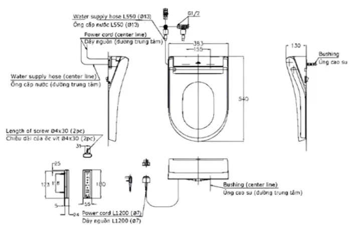 Nắp rửa điện tử WASHLET S5 TCF34320GAA