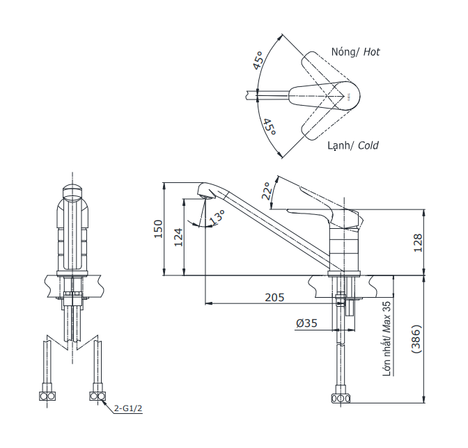 Vòi Rửa Chén TOTO TTKC301FV Nóng Lạnh