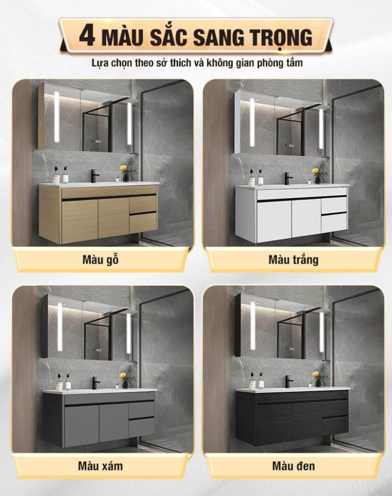 Bộ tủ gương lavabo phòng tắm cao cấp Enic ST01 60cm – 120cm