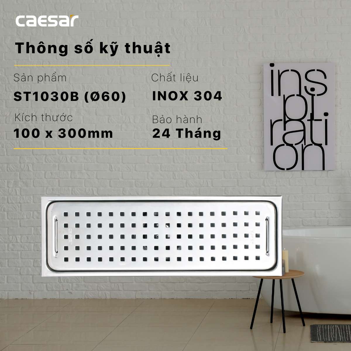 Ga thoát sàn Caesar ST1030B (Ø60)