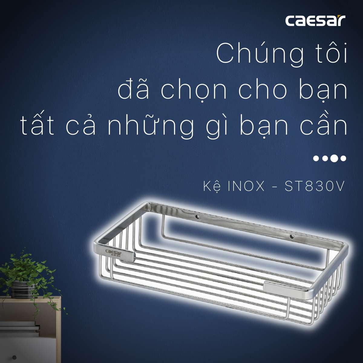 Giá đựng đồ phòng tắm inox Caesar ST830V
