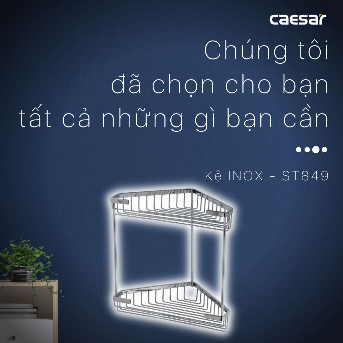 Giá treo đựng đồ phòng tắm Inox 2 tầng Caesar ST849