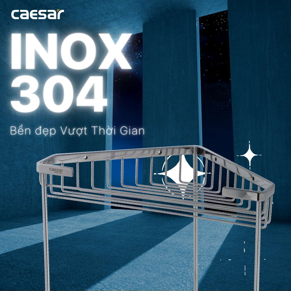 Giá treo đựng đồ phòng tắm Inox 2 tầng Caesar ST849