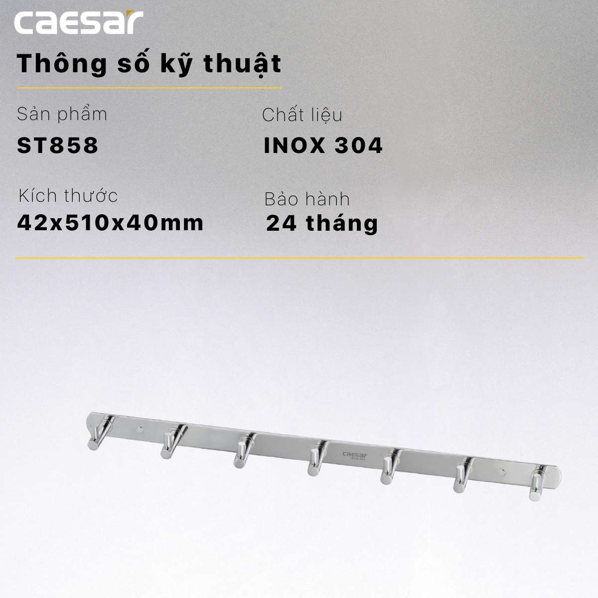 Móc áo phòng tắm 7 móc Caesar ST858