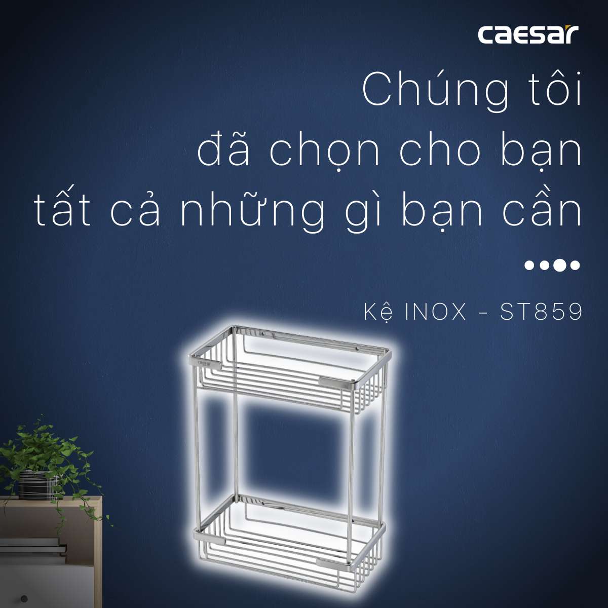 Giá treo đựng đồ phòng tắm Inox Caesar ST859