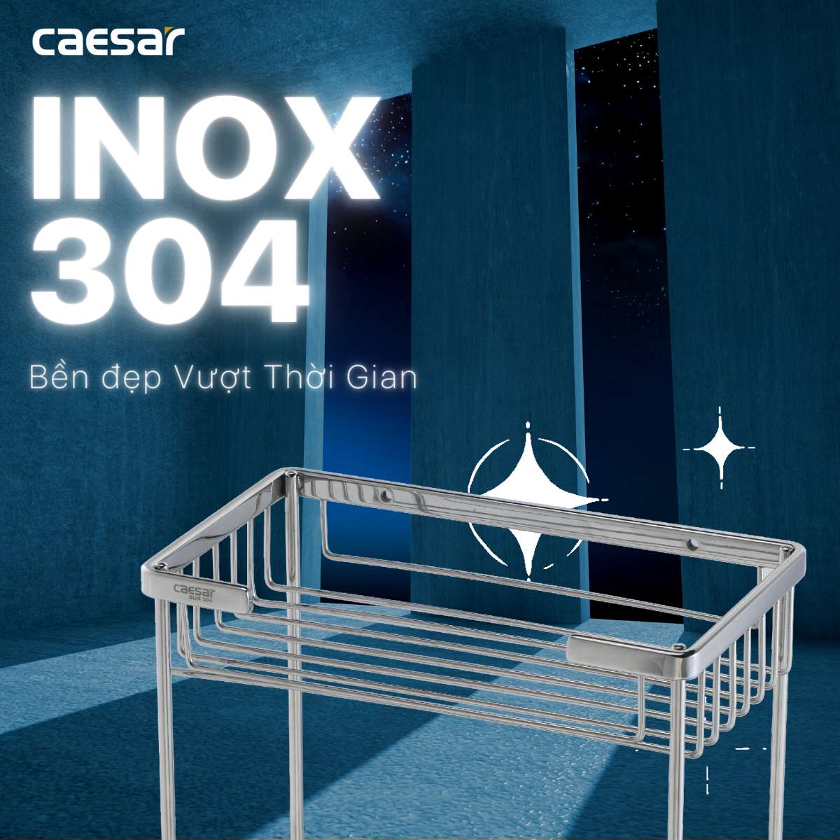 Giá treo đựng đồ phòng tắm Inox Caesar ST859