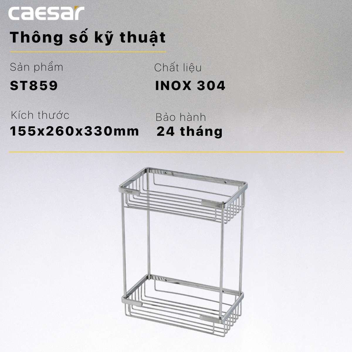 Giá treo đựng đồ phòng tắm Inox Caesar ST859