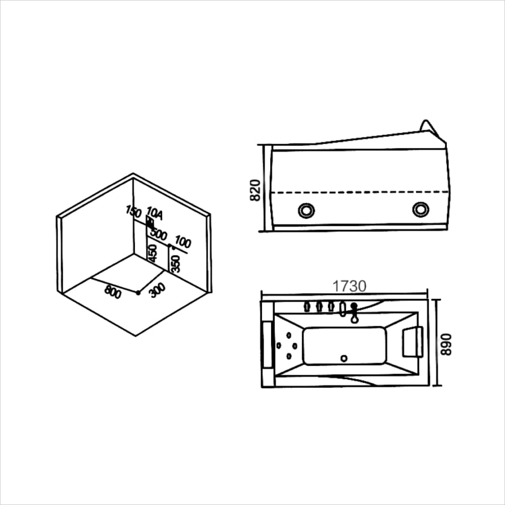 Bồn tắm massage yếm trái/phải (B-2213L\R)