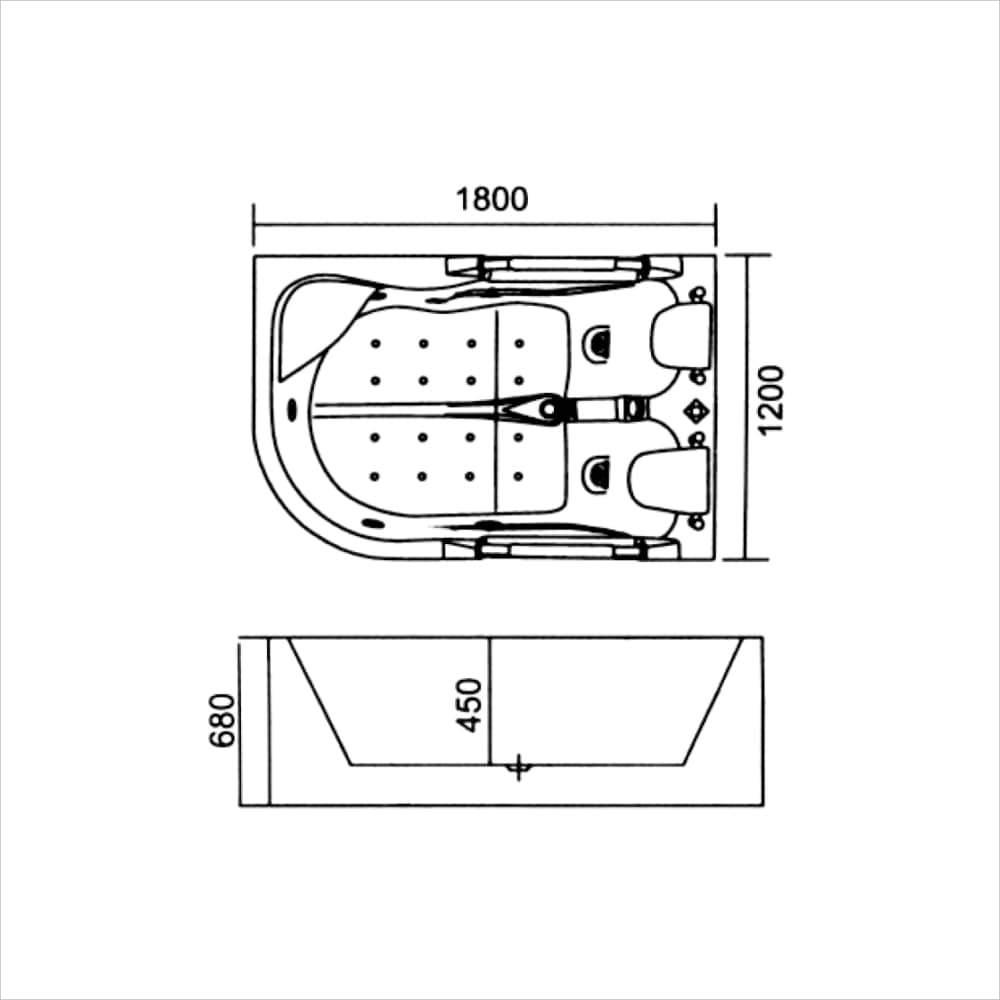Bồn tắm massage yếm trái/phải (M-3302A(L/R)