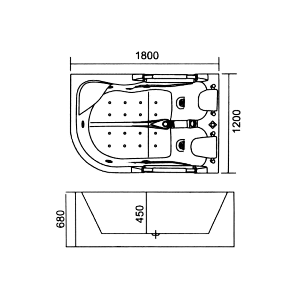 Bồn tắm massage yếm trái/phải (M-3302B(L/R)