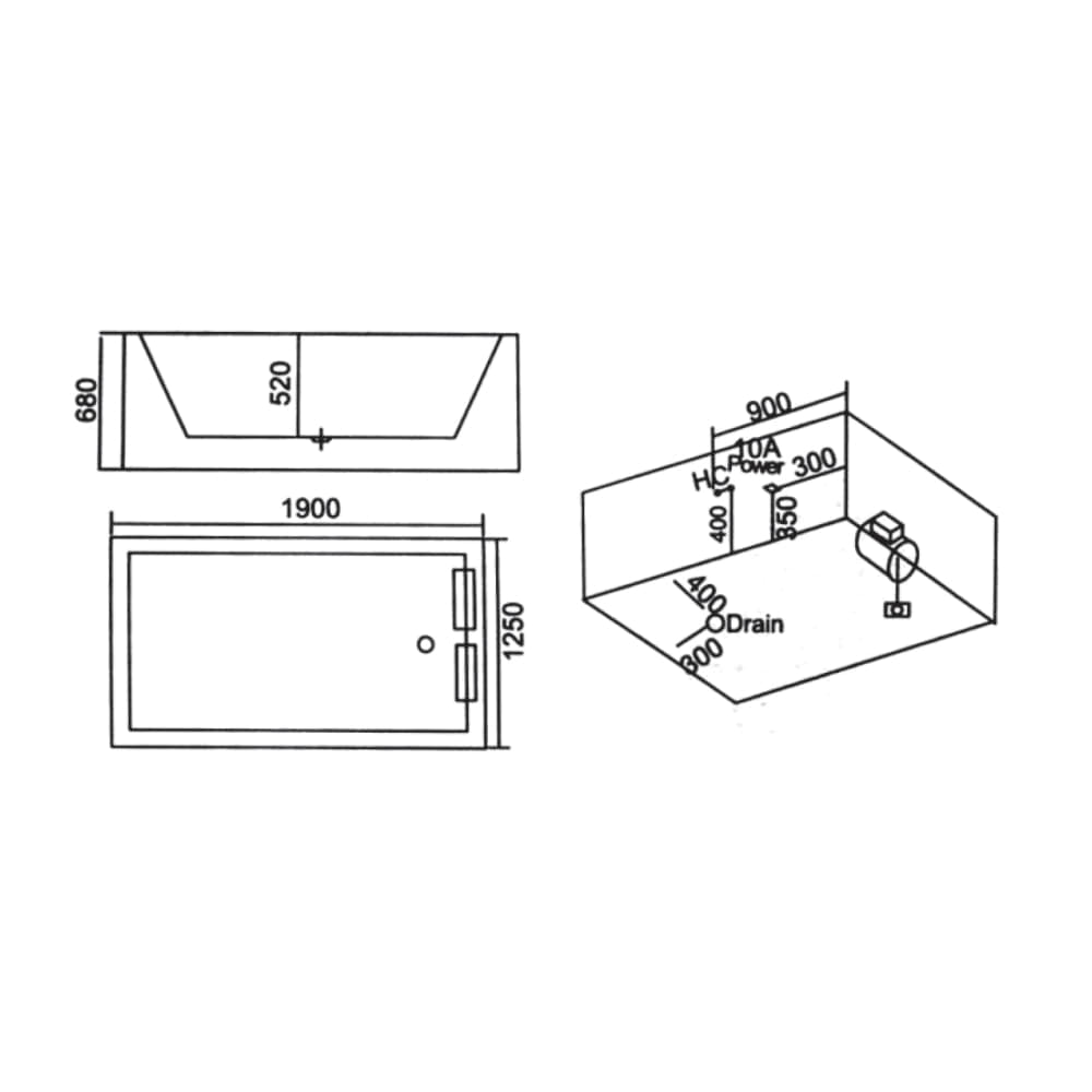 Bồn tắm massage yếm trái/phải (M-3303PS(L/R)